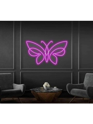 Biz Bu İşin Keyif Kısmındayız Kelebek Figürlü Neon Tabela