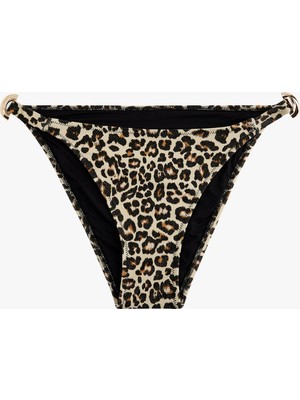 Koton Yanları Aksesuar Detaylı Ipli Leopar Desenli Bikini Altı
