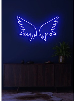 Biz Bu İşin Keyif Kısmındayız Kanat Figürlü Neon Tabela
