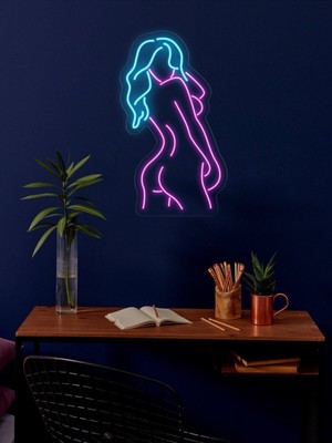 Biz Bu İşin Keyif Kısmındayız Kadın Figürlü Neon Tabela