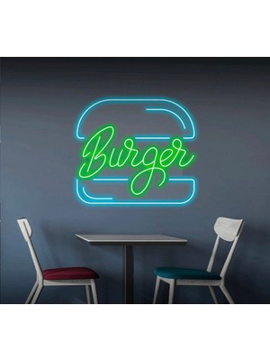 Biz Bu İşin Keyif Kısmındayız Burger Yazılı ve Şekilli Neon Tabela