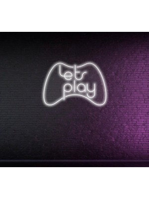 Biz Bu İşin Keyif Kısmındayız Lets Play Yazılı ve Şekilli Neon Tabela