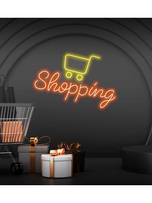 Biz Bu İşin Keyif Kısmındayız Shopping Yazılı ve Şekilli Neon Tabela