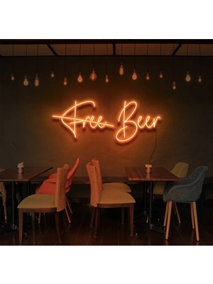 Biz Bu İşin Keyif Kısmındayız Free Beer Yazılı Neon Tabela
