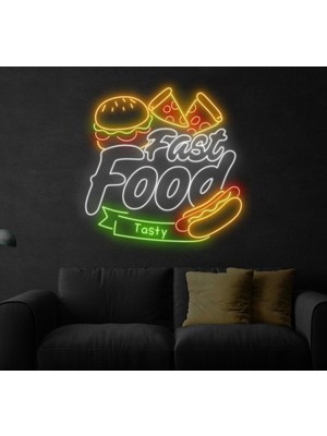 Biz Bu İşin Keyif Kısmındayız Fast Food Tasty Yazılı ve Şekilli Neon Tabela