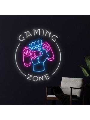 Biz Bu İşin Keyif Kısmındayız Gamıng Zone Yazılı ve Şekilli Neon Tabela
