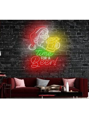 Biz Bu İşin Keyif Kısmındayız Time For A Beer! Yazılı ve Şekilli Neon Tabela