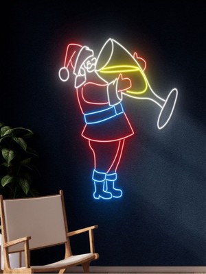 Biz Bu İşin Keyif Kısmındayız Noel Baba Figürlü Yılbaşı Temalı Neon Tabela