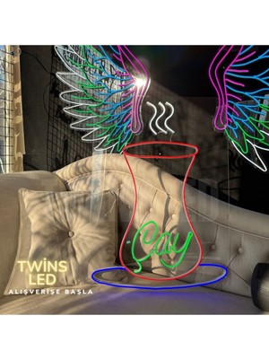 Biz Bu İşin Keyif Kısmındayız Çay Yazılı ve Şekilli Neon Tabela