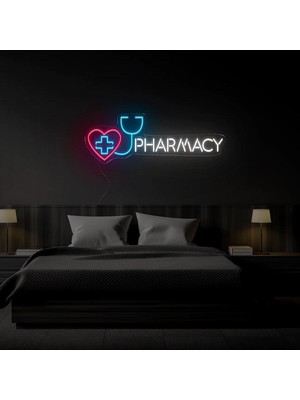 Biz Bu İşin Keyif Kısmındayız Pharmacy Yazılı ve Şekilli Neon Tabela