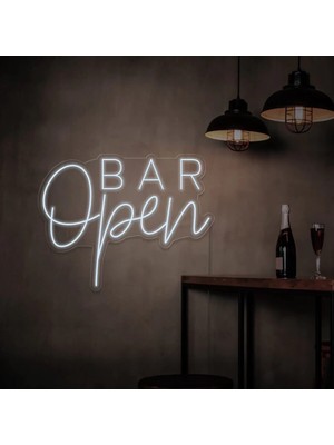 Biz Bu İşin Keyif Kısmındayız Open Bar Yazılı Neon Tabela