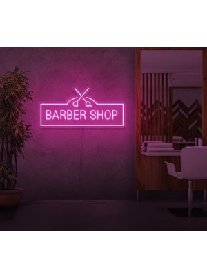Biz Bu İşin Keyif Kısmındayız Barber Shop Yazılı ve Şekilli Neon Tabela