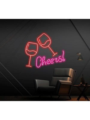 Biz Bu İşin Keyif Kısmındayız Cheers! Yazılı ve Şekilli Neon Tabela