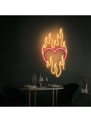 Biz Bu İşin Keyif Kısmındayız Ateşli Kalp Neon Tabela