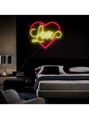 Biz Bu İşin Keyif Kısmındayız Love Yazılı ve Şekilli Yazılı Neon Tabela