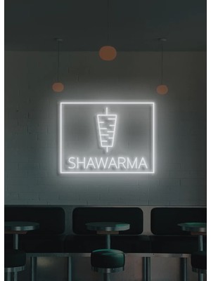Biz Bu İşin Keyif Kısmındayız Shawarma Yazılı ve Şekilli Neon Tabela