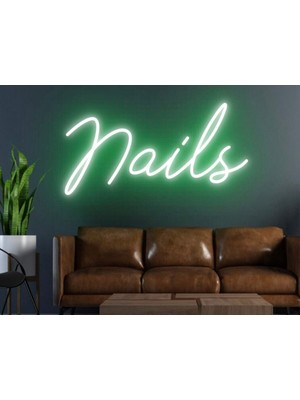 Biz Bu İşin Keyif Kısmındayız Nails Yazılı Neon Tabela