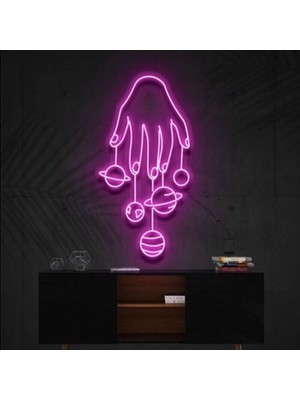 Biz Bu İşin Keyif Kısmındayız El Gezegenler Galaksi Figürlü Dekoratif Neon Tabela