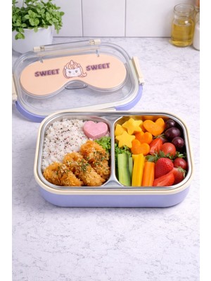 Brillant Çelik 2 Gözlü Sweet Bölmeli Bento Lunch Box BR-6665 21X14X7,5CM