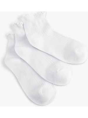 Koton 3'lü Fırfır Detaylı Pamuklu Patik Çorap Seti