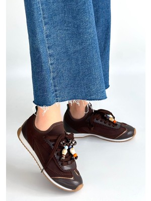 Shoegar Riaf Kahverengi Cilt Bağcıklı Spor Ayakkabı