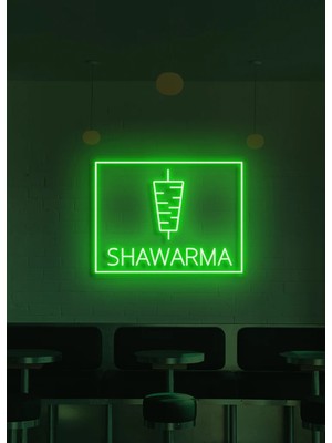 Biz Bu İşin Keyif Kısmındayız Shawarma Yazılı ve Şekilli Neon Tabela