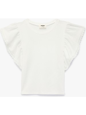 Koton Volanlı Kısa Kollu Bisiklet Yaka Bluz