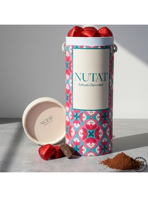 Nutat 700 gr Fındık Kremalı Kalp Sütlü Çikolata - Özel Tasarım Büyük Boy Silindir Kutu 🍫💎