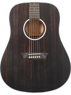 Washburn Dfed Deep Forest Ebony Akustik Gitar (Profesyonel - Dreadnought Kasa) | Egzotik Abanoz Üst Kapak, Okoume Arka ve Yanlar, Mat Bitiş, Derin ve Sıcak Ton | Ölçüler: 648 mm Skala Uzunluğu