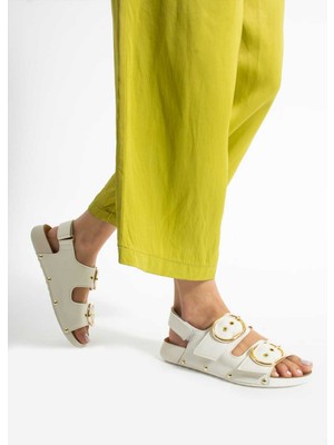 Waykon Amour Mia Beyaz Spor Altın Tokalı Kadın Sandalet