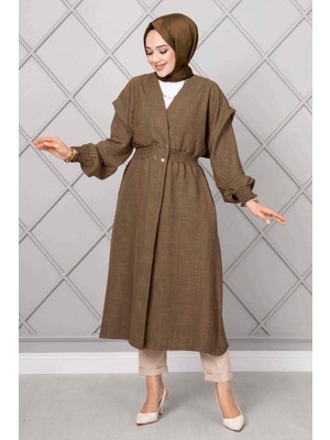 Md Beli Lastikli Uzun Tesettür Kap Tütün