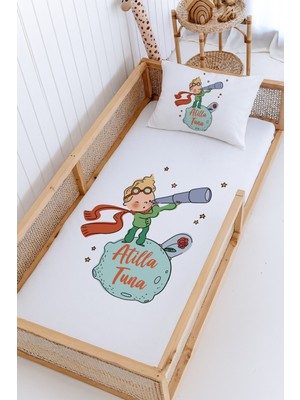 Lilabio %100 Pamuk Isme Özel Montessori Yatak Pike Seti 100X200 Küçük Prens