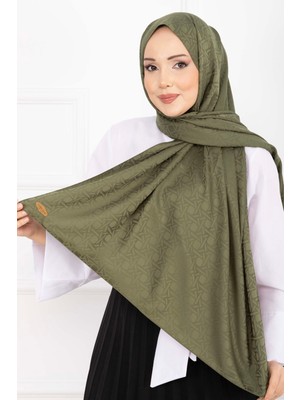 ECN İkonik Desen Jakar Şal Serisi Haki