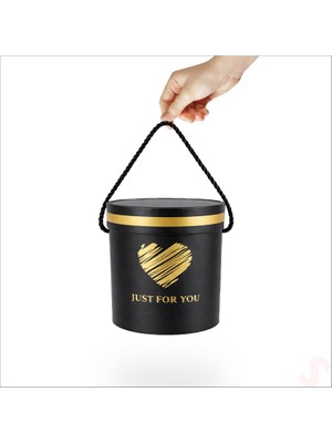 Süsle Bebek ve Parti Just For You Silindir Hediye Kutusu 13 cm Küçük Boy – Siyah