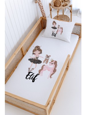 Lilabio %100 Pamuk Isme Özel Montessori Yatak Pike Seti 100X200 Balerin
