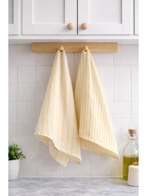 Elvya %100 Pamuk Çift Kat Müslin Mutfak Kurulama Bezi 2’li Set 40X60 cm Emici Yumuşak Mutfak Havlusu - Elv-Mkb