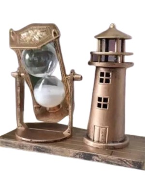 Astraltech Deniz Feneri Kum Saati Ahşap Görünümlü Vintage Tarz Biblo