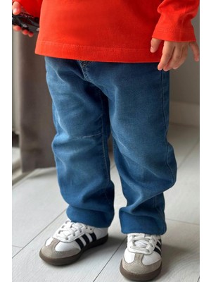 Breeze Erkek Çocuk Jean Pantolon Beli Paçası Lastikli Bağcıklı 1.5-5 Yaş, Mavi
