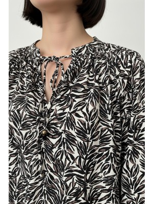 Myline Desenli Bol Kesim Bluz