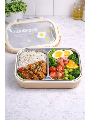 Brillant Goodfood 2 Bölmeli Lunch Box 21x15x7,5 cm500 ml Paslanmaz Çelik Malzeme ile Bulaşık Makinesinde Yıkanabilir