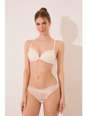 Women Secret Fildişi Hipster Dantel Desenli Külot