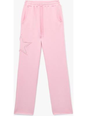 Koton Yıldız Aplike Detaylı Beli Bağcıklı Rahat Kalıp Geniş Paça Eşofman Altı