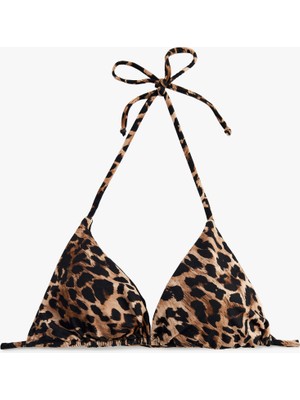 Koton Leopar Desenli Üçgen Bikini Üstü
