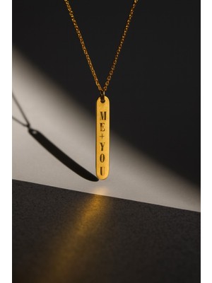 DMR Elegance 925 Ayar Gümüş Zincirli Kişiye Özel Dikey Bar Kolye – Bujiteri Plaka