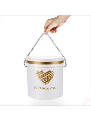 Süsle Bebek ve Parti Just For You Silindir Hediye Kutusu 18,5 cm Büyük Boy – Beyaz