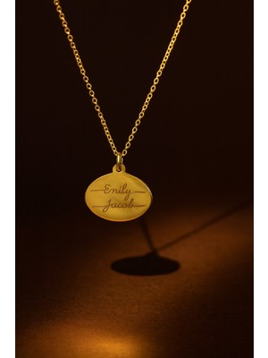 DMR Elegance 925 Ayar Gümüş Zincirli Kişiye Özel Iki Isimli Oval Kolye – Bujiteri Plaka