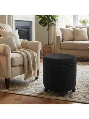 Ratemo Mobilya Tekerlekli Puf Tabure Siyah/antrasit Gri – 35X40 Cm-Çok Amaçlı Oturma Pufu, Çocuk Pufu, Ayakucu Puf