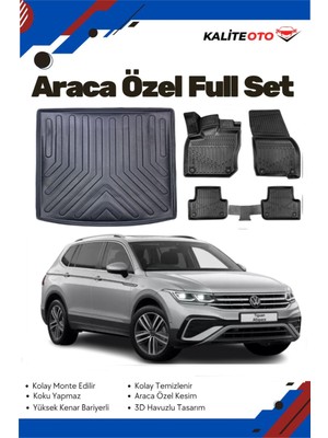 Volkswagen Tiguan All Space 5 Koltuk 2021 Model Yumuşak Paspas+Bagaj Havuzu Seti