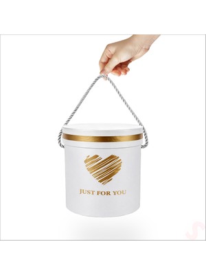 Süsle Bebek ve Parti Just For You Silindir Hediye Kutusu 15,5 cm Orta Boy – Beyaz