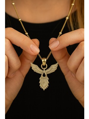 DMR Elegance 925 Ayar Melek Kanadı Figürlü Altın Kaplama Gümüş Kadın Kolye